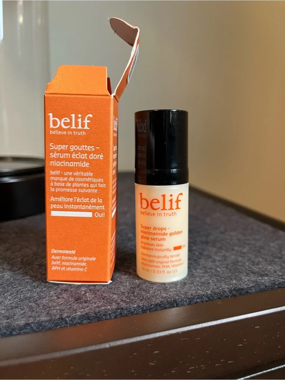 Belif Super Drops Niacinamide & Vitamin C Golden Glow Serum Mini Size 0.33 Fl Oz